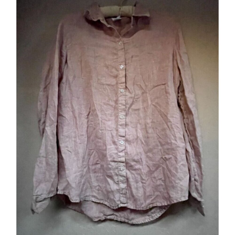 Sigrid Olsen Womens Medium Button-Back Linen Shir… - image 1